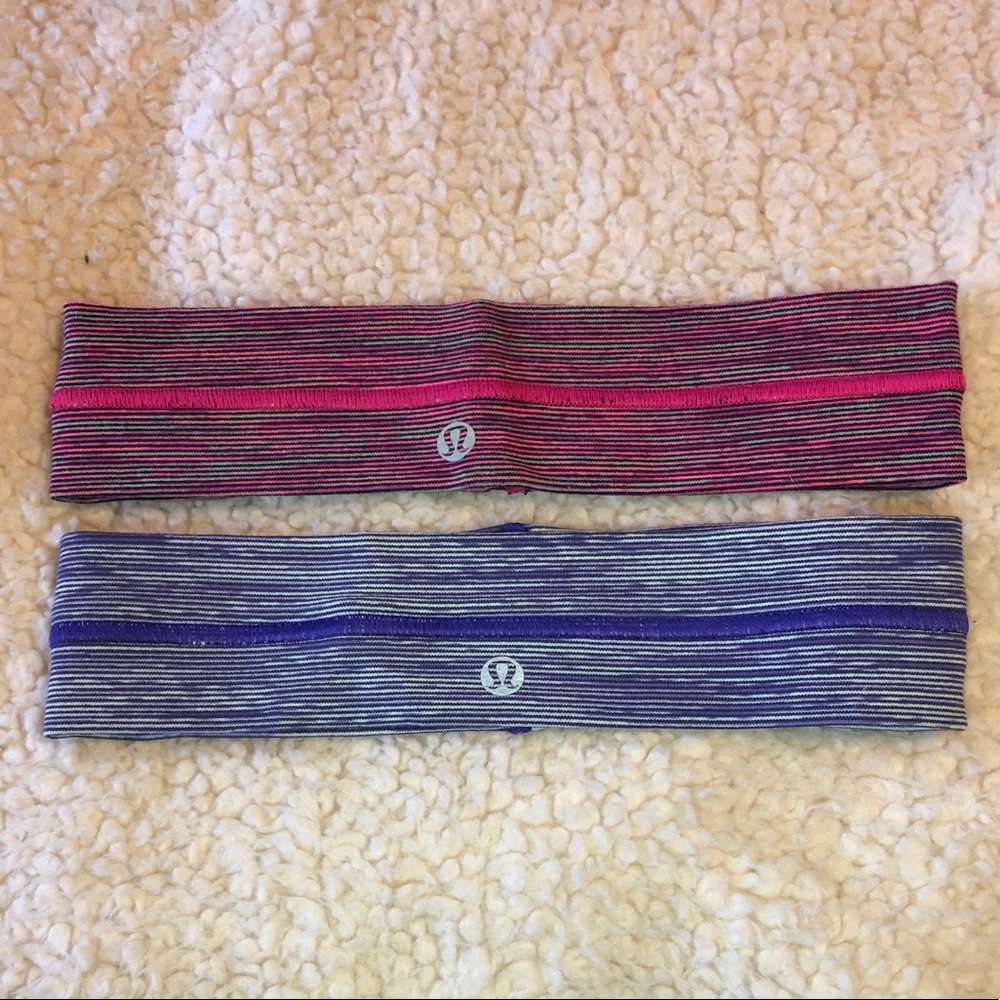 Lululemon pink and purple lined headbands